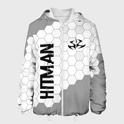 Куртка с капюшоном мужская Hitman glitch на светлом фоне вертикально, цвет: 3D-белый