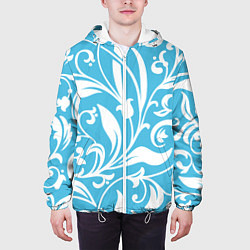 Куртка с капюшоном мужская Растительный паттерн - минимализм, цвет: 3D-белый — фото 2