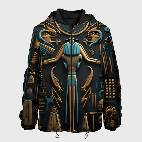 Мужская куртка Орнамент в стиле египетской иероглифики / 3D-Черный – фото 1