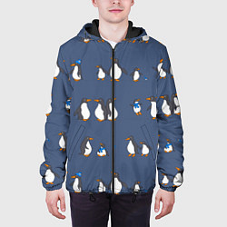 Куртка с капюшоном мужская Забавное семейство пингвинов, цвет: 3D-черный — фото 2