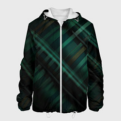 Куртка с капюшоном мужская Тёмно-зелёная шотландская клетка, цвет: 3D-белый