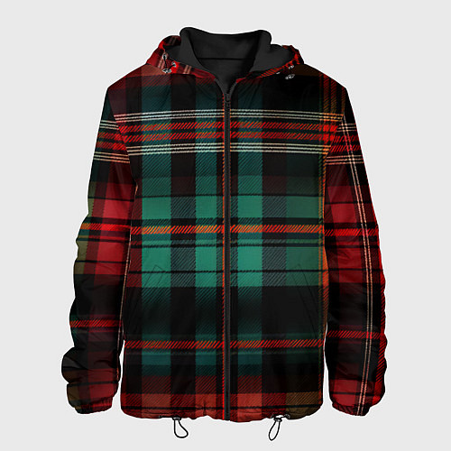 Мужская куртка Красно-зелёная шотландская клетка / 3D-Черный – фото 1