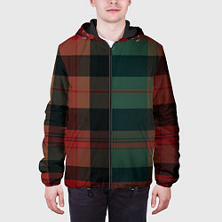 Куртка с капюшоном мужская Зелёно-красная шотландская клетка, цвет: 3D-черный — фото 2
