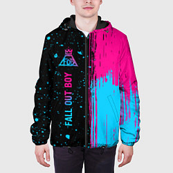 Куртка с капюшоном мужская Fall Out Boy - neon gradient по-вертикали, цвет: 3D-черный — фото 2