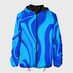 Куртка с капюшоном мужская Абстракция разлитые краски сине-голубой, цвет: 3D-черный