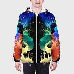 Куртка с капюшоном мужская Звёздная ночь в сказочном лесу, цвет: 3D-белый — фото 2