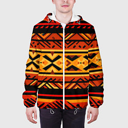 Куртка с капюшоном мужская Узор в этническом стиле масаев, цвет: 3D-белый — фото 2