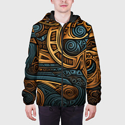 Куртка с капюшоном мужская Паттерн в викингском стиле, цвет: 3D-черный — фото 2