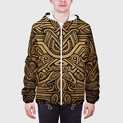 Куртка с капюшоном мужская Орнамент в стиле викингов, цвет: 3D-белый — фото 2