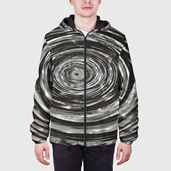 Куртка с капюшоном мужская Круги бесконечности в космосе, цвет: 3D-черный — фото 2