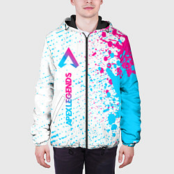 Куртка с капюшоном мужская Apex Legends neon gradient style по-вертикали, цвет: 3D-черный — фото 2