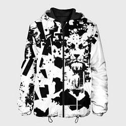 Куртка с капюшоном мужская Морда льва - абстракция, цвет: 3D-черный