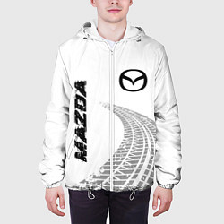 Куртка с капюшоном мужская Mazda speed на светлом фоне со следами шин вертика, цвет: 3D-белый — фото 2
