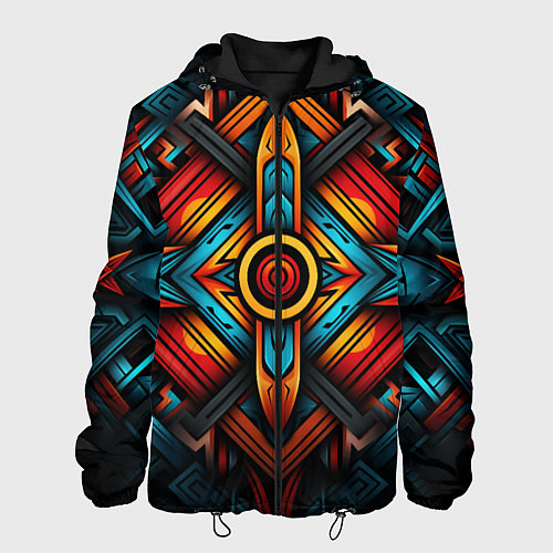 Мужская куртка Симметричный геометрический узор в этническом стил / 3D-Черный – фото 1