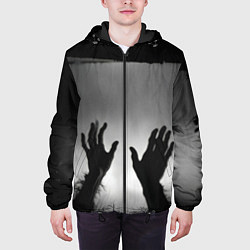 Куртка с капюшоном мужская Руки зомби в ночном тумане, цвет: 3D-черный — фото 2