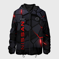 Куртка с капюшоном мужская Nissan - плиты с эффектом свечения, цвет: 3D-черный