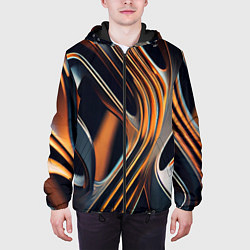 Куртка с капюшоном мужская Слияние красок оранжевого и чёрного абстракция, цвет: 3D-черный — фото 2