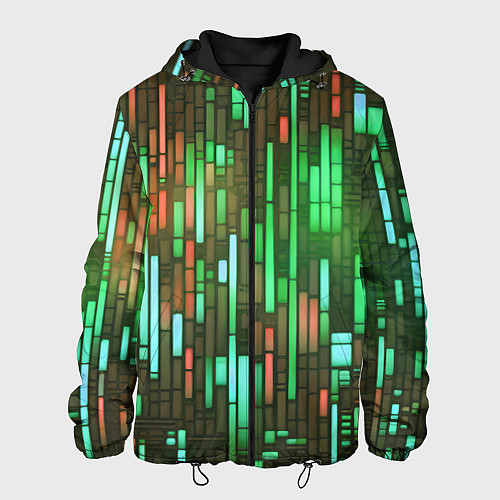 Мужская куртка Неоновые полосы зелёные / 3D-Черный – фото 1