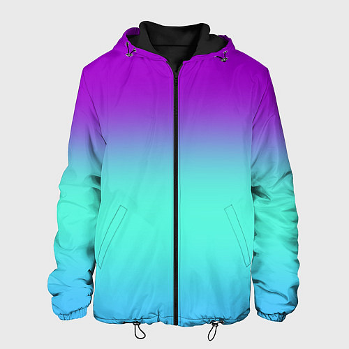 Мужская куртка Фиолетовый бирюзовый голубой неоновый градиент / 3D-Черный – фото 1