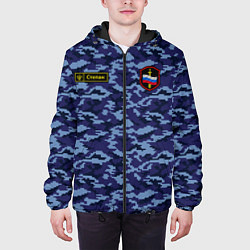 Куртка с капюшоном мужская Камуфляж синий - Степан, цвет: 3D-черный — фото 2