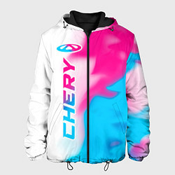 Куртка с капюшоном мужская Chery neon gradient style по-вертикали, цвет: 3D-черный