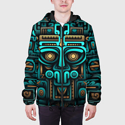Куртка с капюшоном мужская Орнамент в ацтекском стиле, цвет: 3D-черный — фото 2