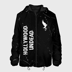 Куртка с капюшоном мужская Hollywood Undead glitch на темном фоне вертикально, цвет: 3D-черный