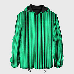 Куртка с капюшоном мужская Абстракция полосы зелёные, цвет: 3D-черный