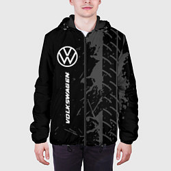 Куртка с капюшоном мужская Volkswagen speed на темном фоне со следами шин по-, цвет: 3D-черный — фото 2