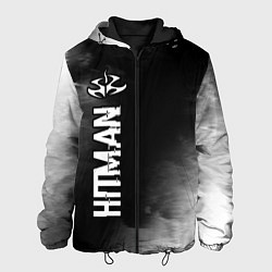 Куртка с капюшоном мужская Hitman glitch на темном фоне по-вертикали, цвет: 3D-черный