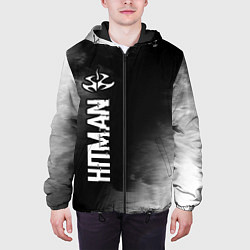 Куртка с капюшоном мужская Hitman glitch на темном фоне по-вертикали, цвет: 3D-черный — фото 2