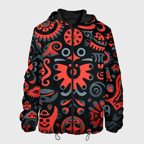 Мужская куртка Красно-черный узор в славянском стиле / 3D-Черный – фото 1