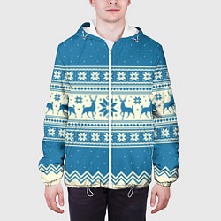 Куртка с капюшоном мужская Sweater with deer on a blue background, цвет: 3D-белый — фото 2