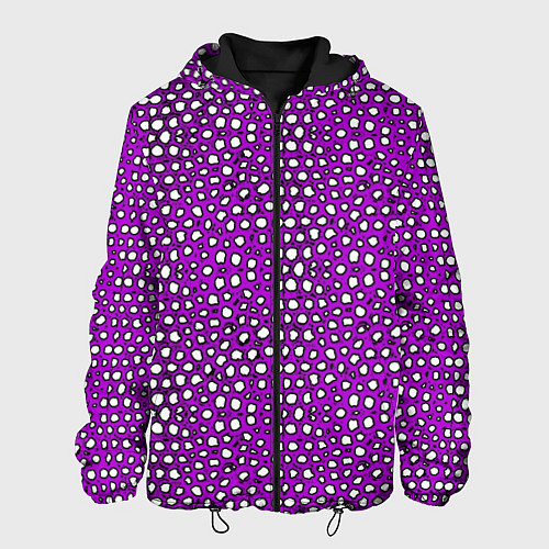 Мужская куртка Белые пузырьки на фиолетовом фоне / 3D-Черный – фото 1