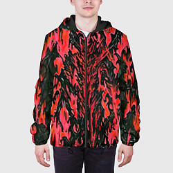 Куртка с капюшоном мужская Демонический доспех красный, цвет: 3D-черный — фото 2