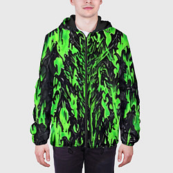 Куртка с капюшоном мужская Демонический доспех зелёный, цвет: 3D-черный — фото 2