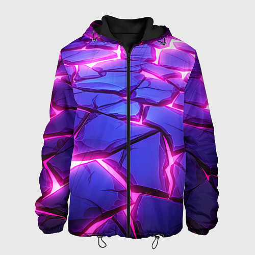 Мужская куртка Неоновые фиолетовые камни со свечением / 3D-Черный – фото 1