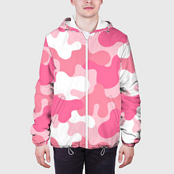 Куртка с капюшоном мужская Камуфляж розовый, цвет: 3D-белый — фото 2