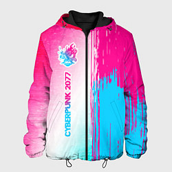 Куртка с капюшоном мужская Cyberpunk 2077 neon gradient style по-вертикали, цвет: 3D-черный