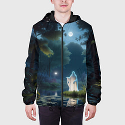 Куртка с капюшоном мужская Одинокий призрак в лесу, цвет: 3D-черный — фото 2