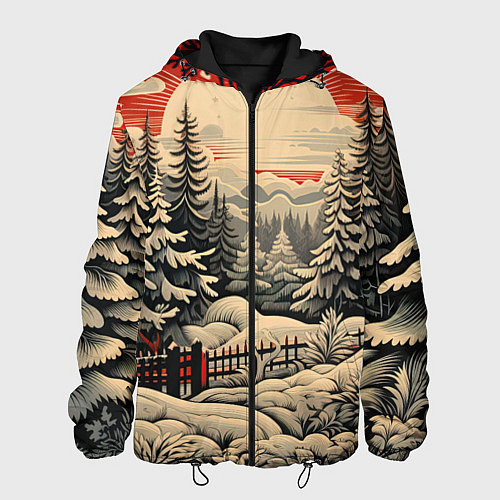 Мужская куртка Блеск снежинок новогодний стиль / 3D-Черный – фото 1