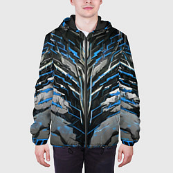 Куртка с капюшоном мужская Киберпанк доспех синий, цвет: 3D-черный — фото 2