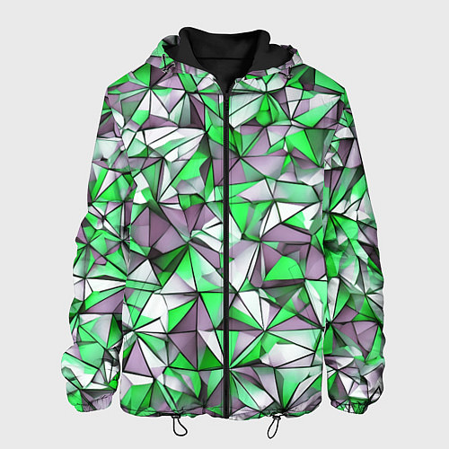 Мужская куртка Маленькие зелёные треугольники / 3D-Черный – фото 1