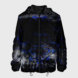 Куртка с капюшоном мужская Синие трещины, цвет: 3D-черный