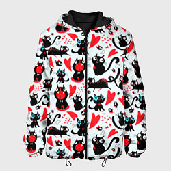 Куртка с капюшоном мужская Смешные любящие кошки, цвет: 3D-черный