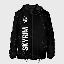 Куртка с капюшоном мужская Skyrim glitch на темном фоне по-вертикали, цвет: 3D-черный