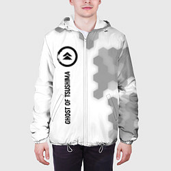 Куртка с капюшоном мужская Ghost of Tsushima glitch на светлом фоне по-вертик, цвет: 3D-белый — фото 2