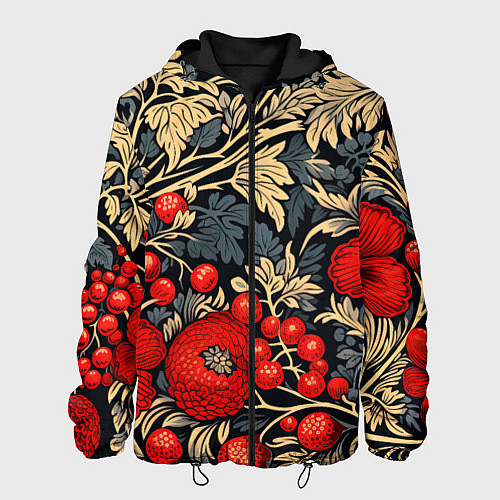 Мужская куртка Новогодние ягодки и узоры / 3D-Черный – фото 1