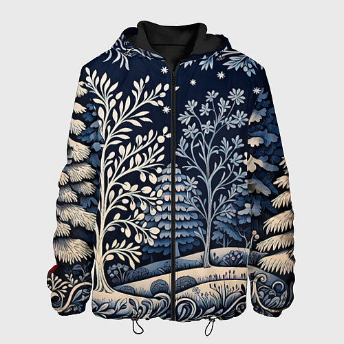 Мужская куртка Ледяные узоры нового года / 3D-Черный – фото 1