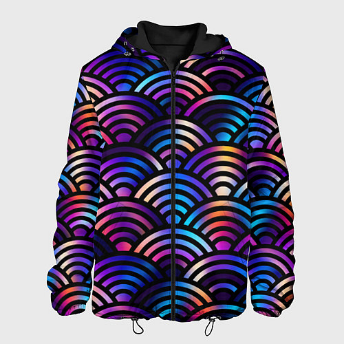 Мужская куртка Разноцветные волны-чешуйки / 3D-Черный – фото 1